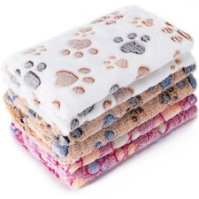 1 Pack 3 Blankets Super Soft Fluffy Premium Fleece Pet Blanket Flannel Paw Print