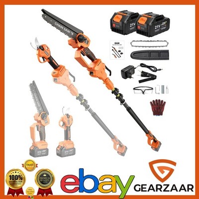 Teleskop Astsäge 8'' Kettensäge Teleskopsäge & Gartenschere 4-in-1 mit 2* Akkus