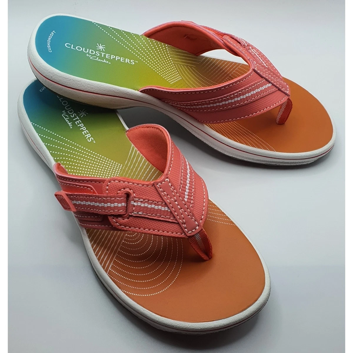 Ladies sandals cloudsteppers by clarks slippers Footwear Clarks Women s Step June Shell Sandal Blue Synthetic - A Ally Sons
