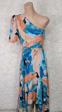 Farm Rio One Shoulder Midi Dress Women's Size Medium Tropical Toucan Print Y