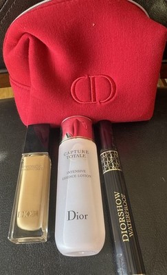 Dior Beauty Bundle W/Capture Total Lotion, Mascara, & Concealer W/Red Dior Pouch