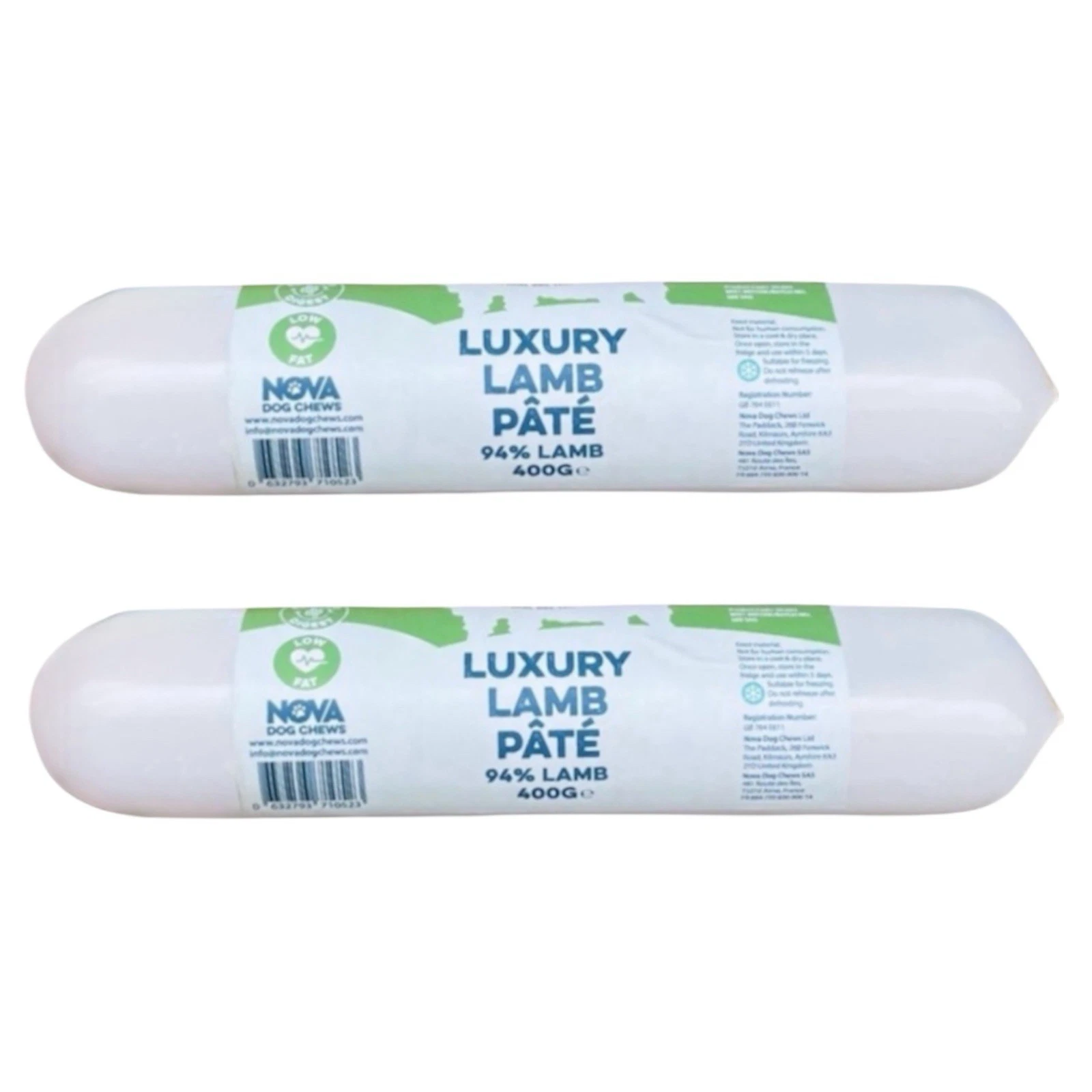 Luxury Natural Lamb Pate Boosted with Minerals Vitamins+Seaweed 2 x 400g Rolls