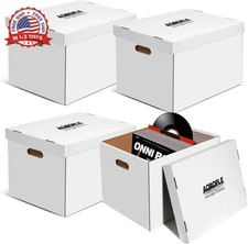 4 Pack 12-Inch Vinyl Record Storage Box, Cardboard Record Storage For LPs With