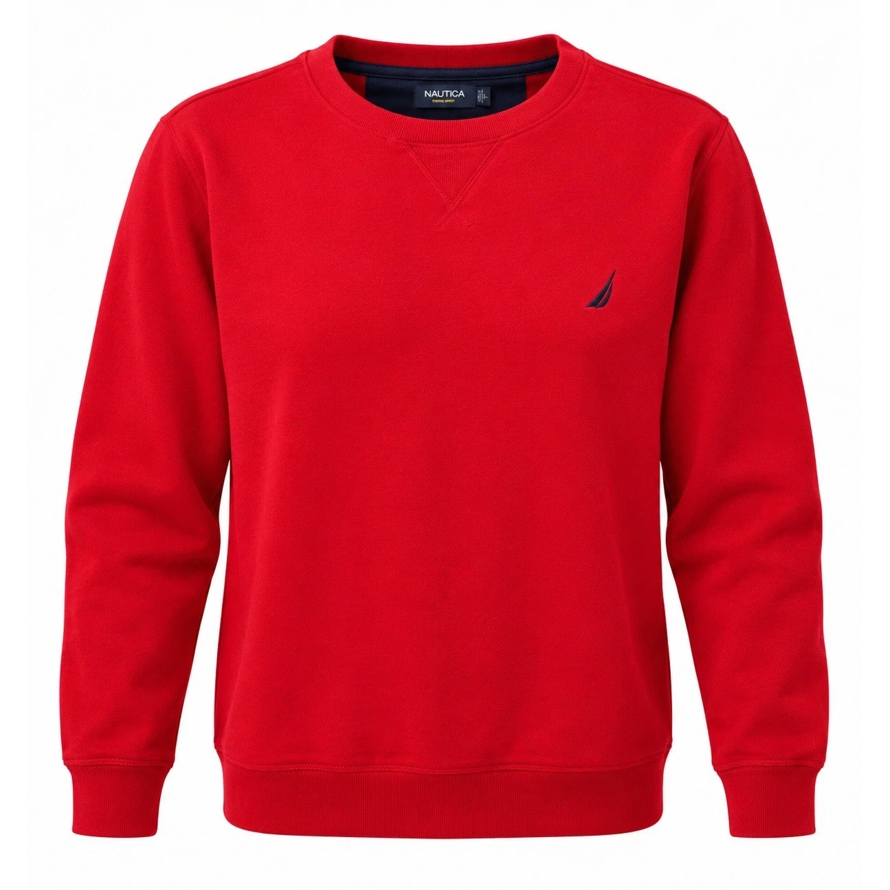 Nautica Mens XXL Red Crewneck Sweatshirt Fleece Pullover J-Class Logo V-Stitch image 1