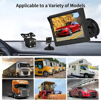 Backup Camera 5'' HD Monitor Display Screen for Car + Reversing Rear View Camera