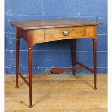 Art Nouveau Oak Single Drawer Hall, Side Table Raised on Turned Angled Supports