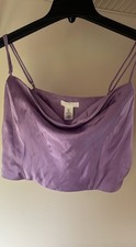 H&M Purple Satin Polyester Cowl Neck Spaghett...