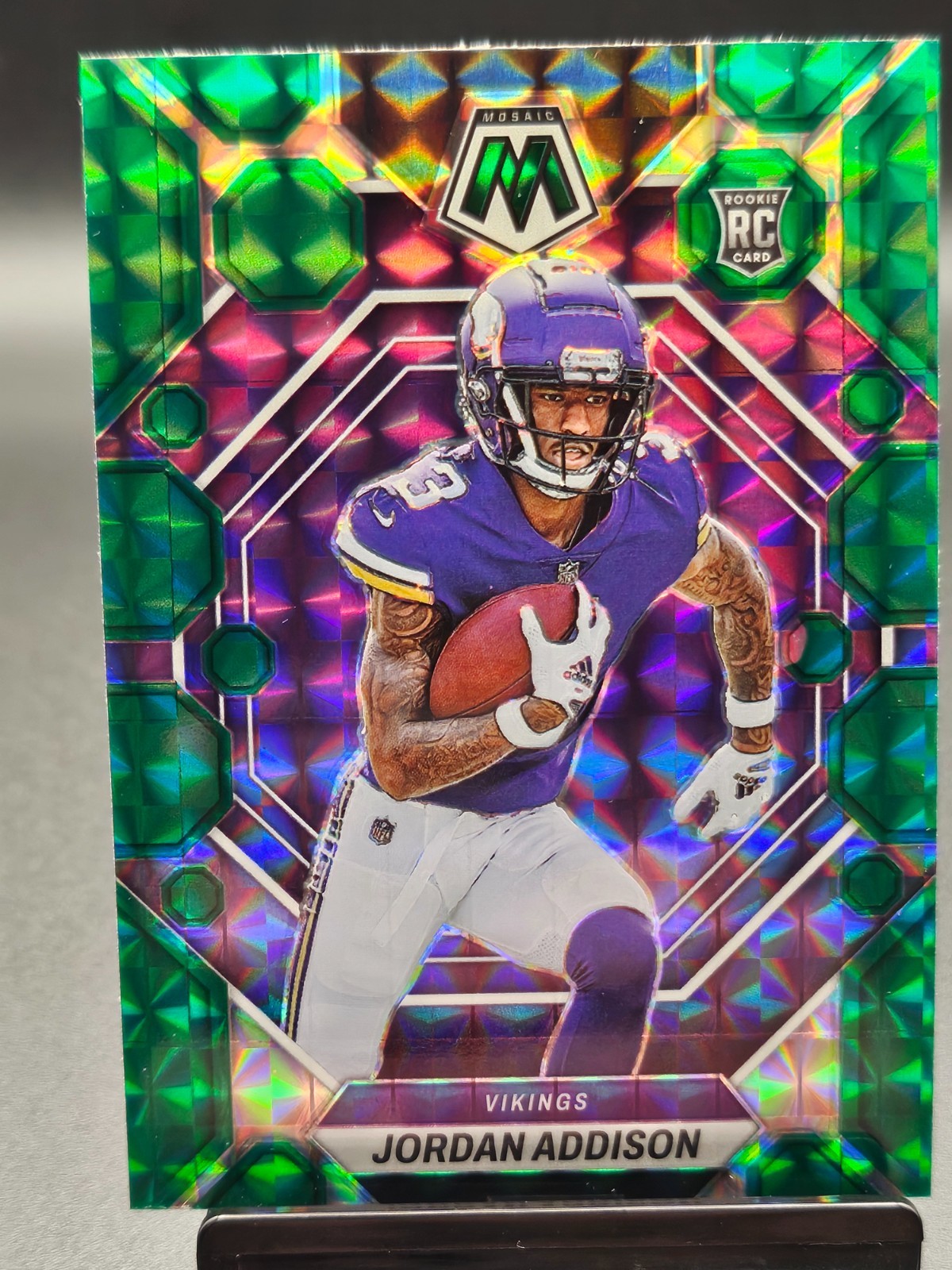 2023 Panini Mosaic - Rookies Jordan Addison #337 Green Mosaic Prizm (RC)