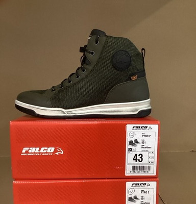 FALCO PYRO 2 BLACK/GREEN MOTORCYCLE BOOTS/TRAINERS 43