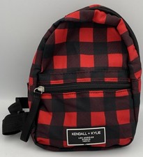 Bolso Mochila Kendall & Kylie Mini Rojo Negro Búfalo a Cuadros