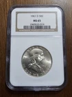 Flashy White 1961-D FRANKLIN SILVER HALF DOLLAR NGC MS65