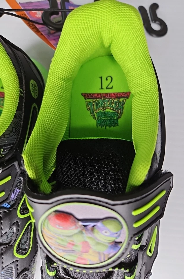 Teenage Mutant Ninja Turtles Niños Talla 12 Iluminado Tenis Zapatos Negros NUEVOS ETIQUETAS Foto 2 de 4