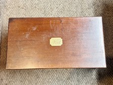 ANTIQUE WOOD AND BRASS INLAID WITH DRAW WRITING SLOPE WOODEN BOX