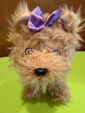 Walmart Yorkshire Terrier Small 10 inch tall plush with purple satin bow