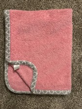 Cribmates Plush Pink Baby Blanket with Gray  White Trim HTF