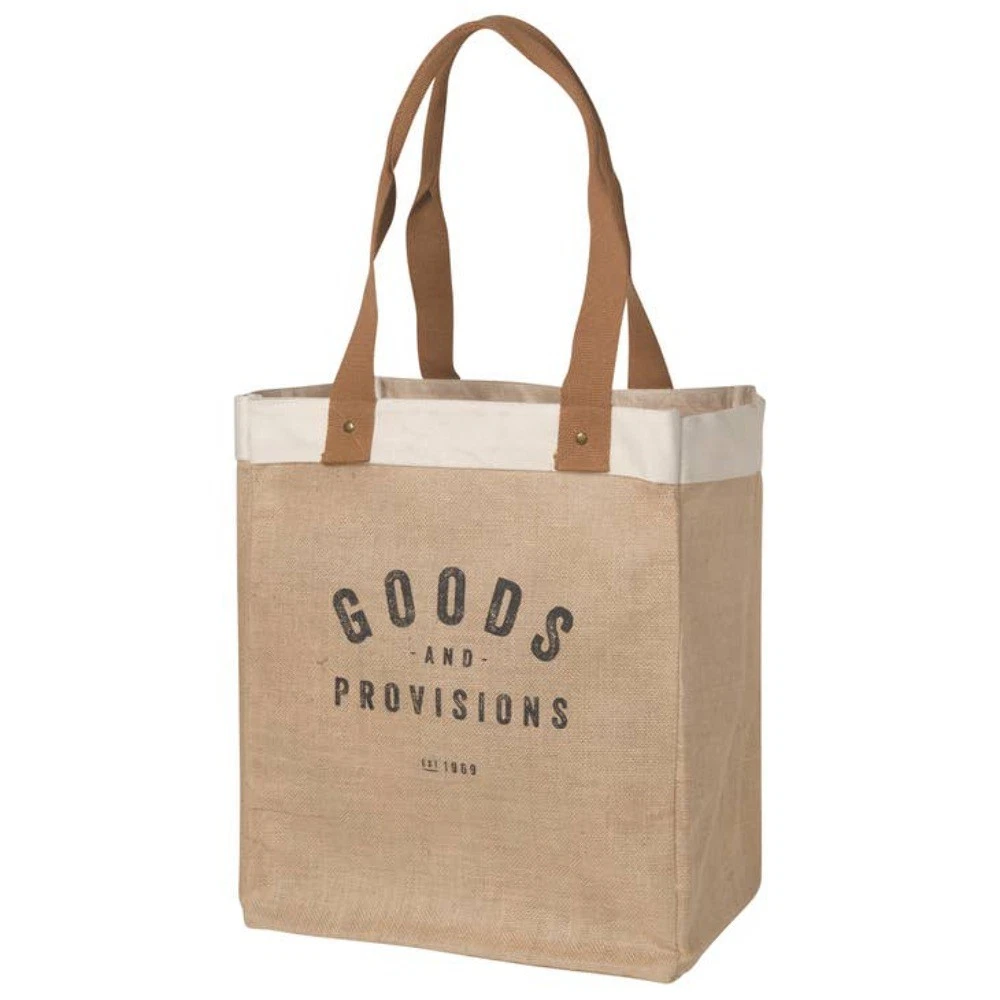Goods and Provisions Large Burlap Shopping Bag - Thumbnail 3