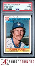 1984 RALSTON PURINA HAND CUT #21 ROBIN YOUNT BREWERS HOF PSA 9