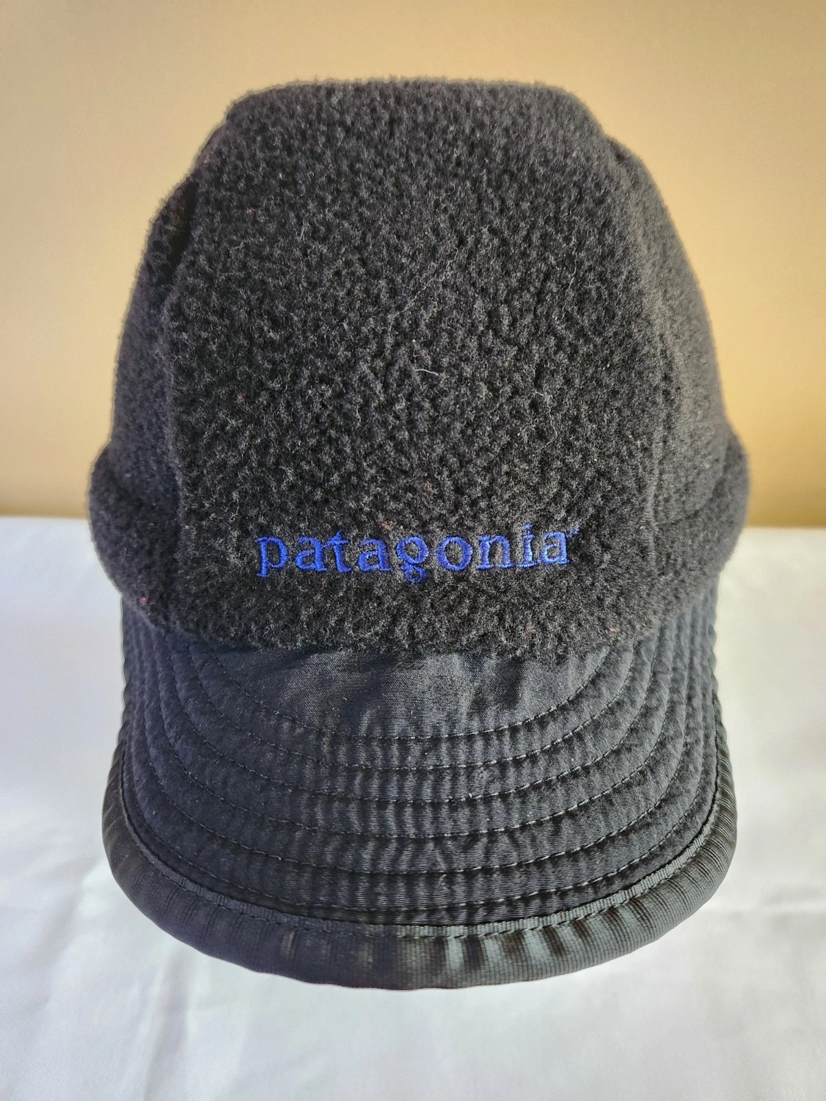 Vintage 90's Patagonia Duckbill Fleece Hat Cap Ear Flaps Black Medium USA