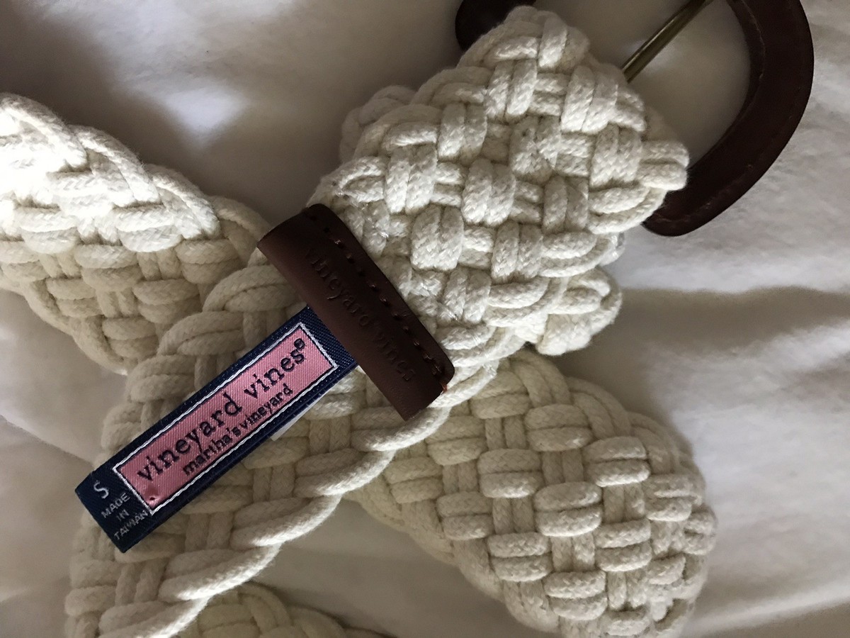 Womens Woven Braided WIDE BELT Ivory COTTON CORD Vineyard  display picture 2