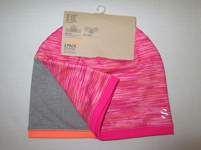 NWT H&M girls boys lot of 2 pink gray orange athletic beanie hats sz 8-12 New