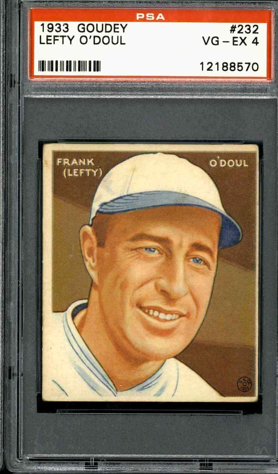 1933 Goudey #232 Lefty O’Doul - PSA 4