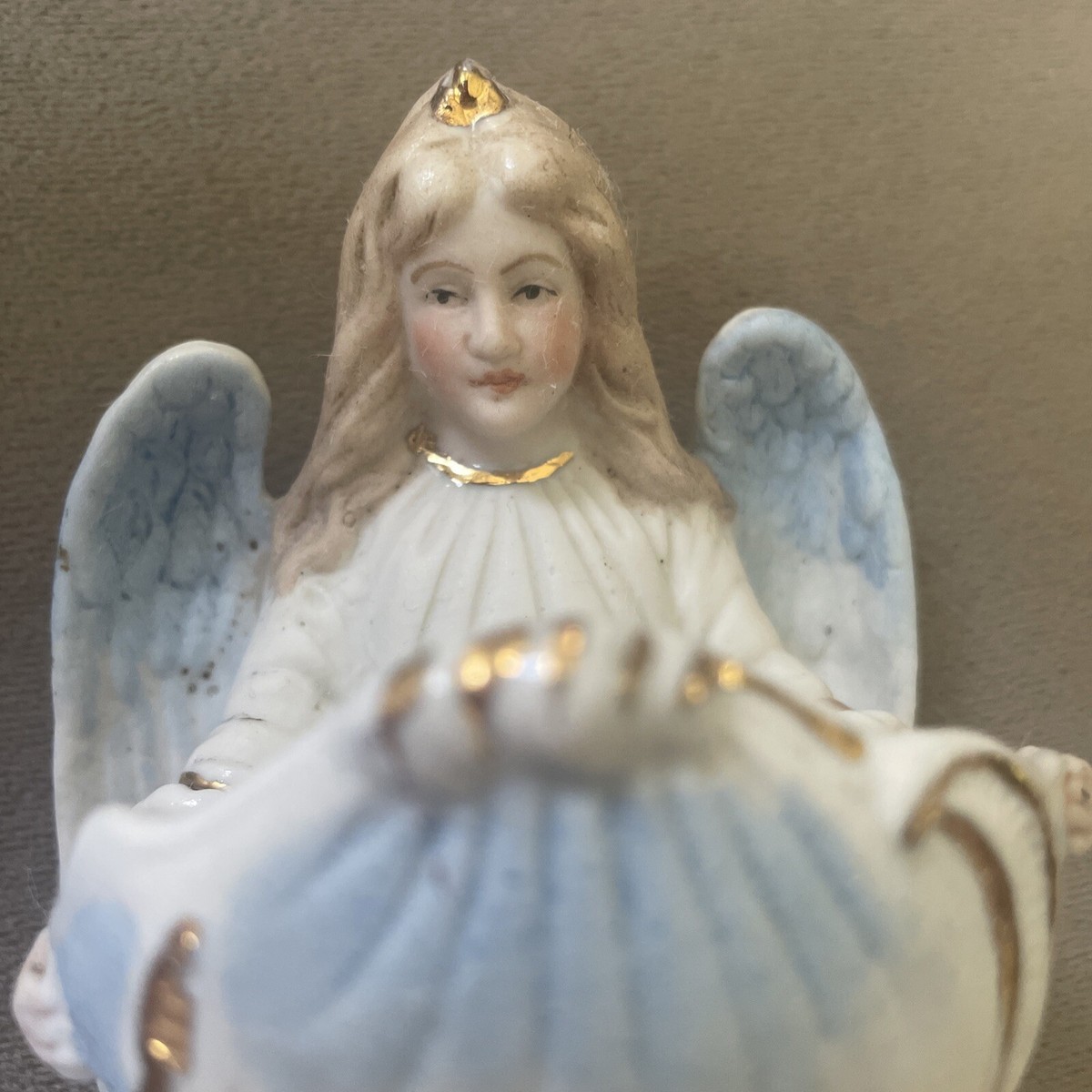 Antique German Bisque Holy Water Font Angel Religious