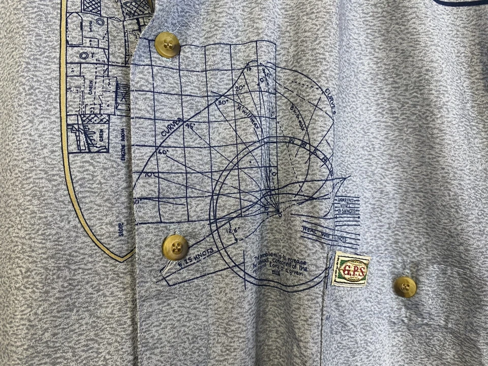 Global G.P.S. Tracking mens Size Xl button short sleeve shirt Nautical Boats - Image 2 of 4