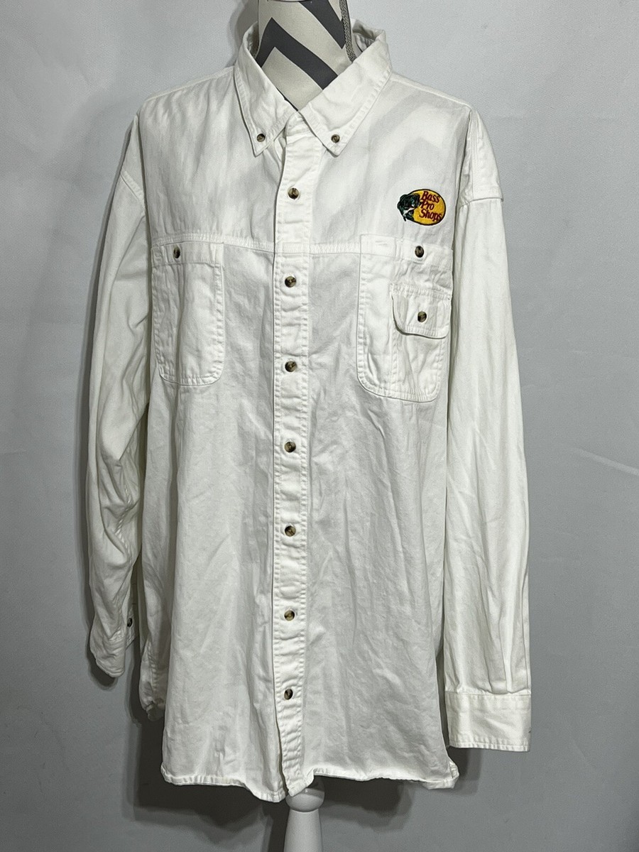 Bass Pro Shops Men’s Button Down Long Sleeve Shirt White Size 2XLT