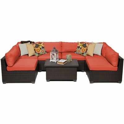 Bowery Hill 7 Piece Patio Wicker Sectional Set In Orange 680270421622 Ebay