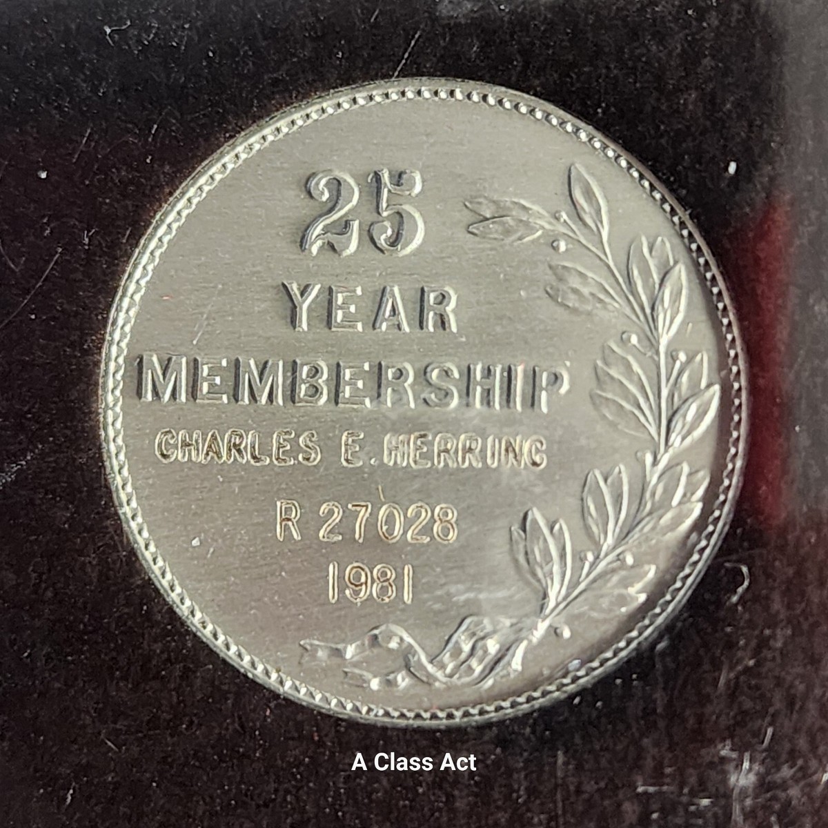 American Numismatic Association Silver 25 Yr Member Medal Charles