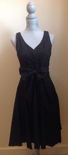 Suzi Chin For Maggy Boutique Black Sleeveless Dress - Bow Tie Waist - Size 6