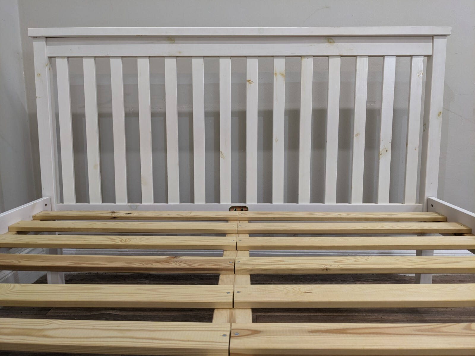 DOUBLE SIZE BED FRAME White Laminate Headboard Footboard Slatted