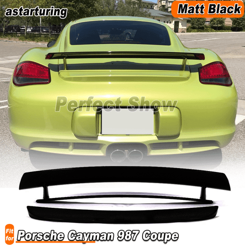 For Porsche Cayman 987 Coupe 2005-12 Real Matt Black Rear Trunk Spoiler Wing Lip - Foto 1 di 9