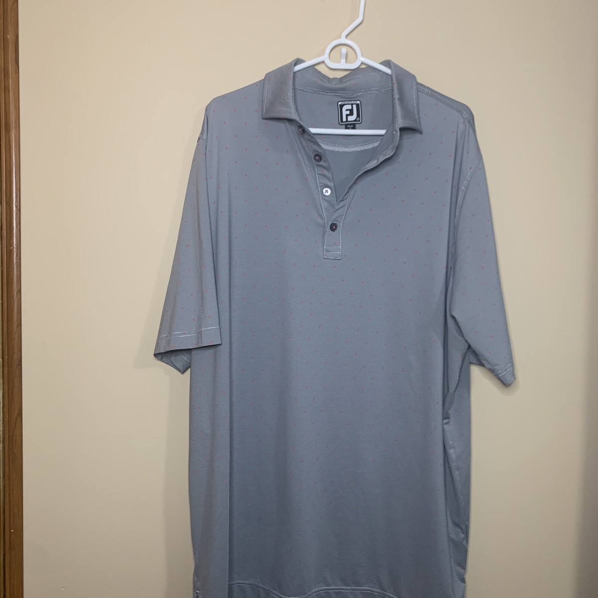 FootJoy FJ Athletic Fit Grey/ Pink Short Sleeve Golf Polo Shirt XL