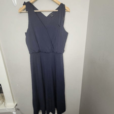 Ann Taylor Matte Jersey Midi Shoulder Tie Flare Dress Medium