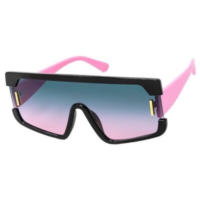 Call Me Naomi Square Flat Top Black, Pink Single Shield Sunglasses Gradient Lens