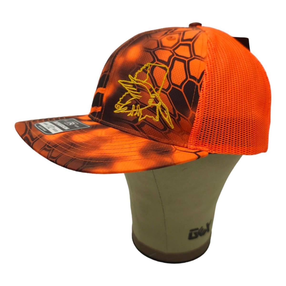 Kryptek Hunter Orange Black Mesh Snapback Cap Trucker Hat Duck