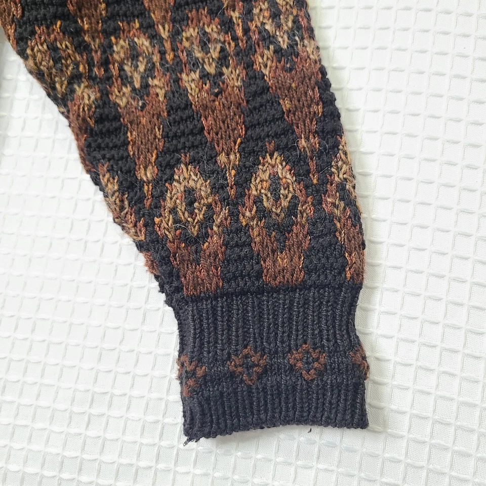 Vtg Geoffrey Beene Brown Argyle Heavy Sweater Mens Md Cotton/Poly/Acrylic/Mohair - Image 4 of 4