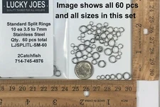 Stainless Steel Split ring assortment 60 pcs 6 sizes 10 ea (small) standard duty