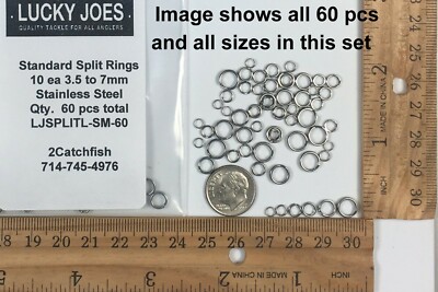 Stainless Steel Split ring assortment 60 pcs 6 sizes 10 ea (small ...