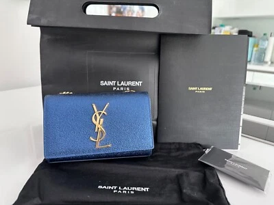 Saint Laurent Monogramme Kate Metallic Blue YSL goldenes Logo - Bild 1 von 4