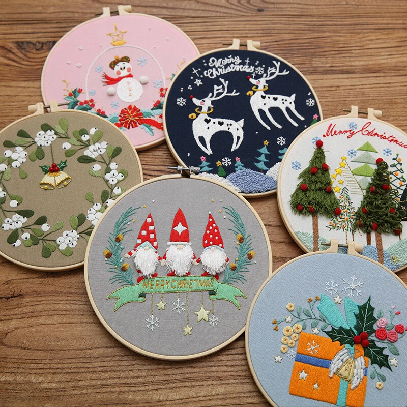 Photo embroidery kit for beginners - Christmas colors