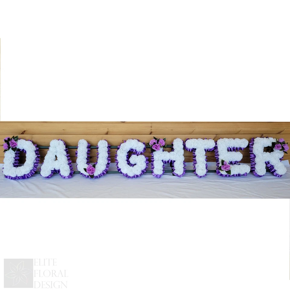 ELITE FLORAL DESIGN DAUGHTER Funeral Flowers Artificial Tribute Wreath Silk Memorial Any 8 Letters