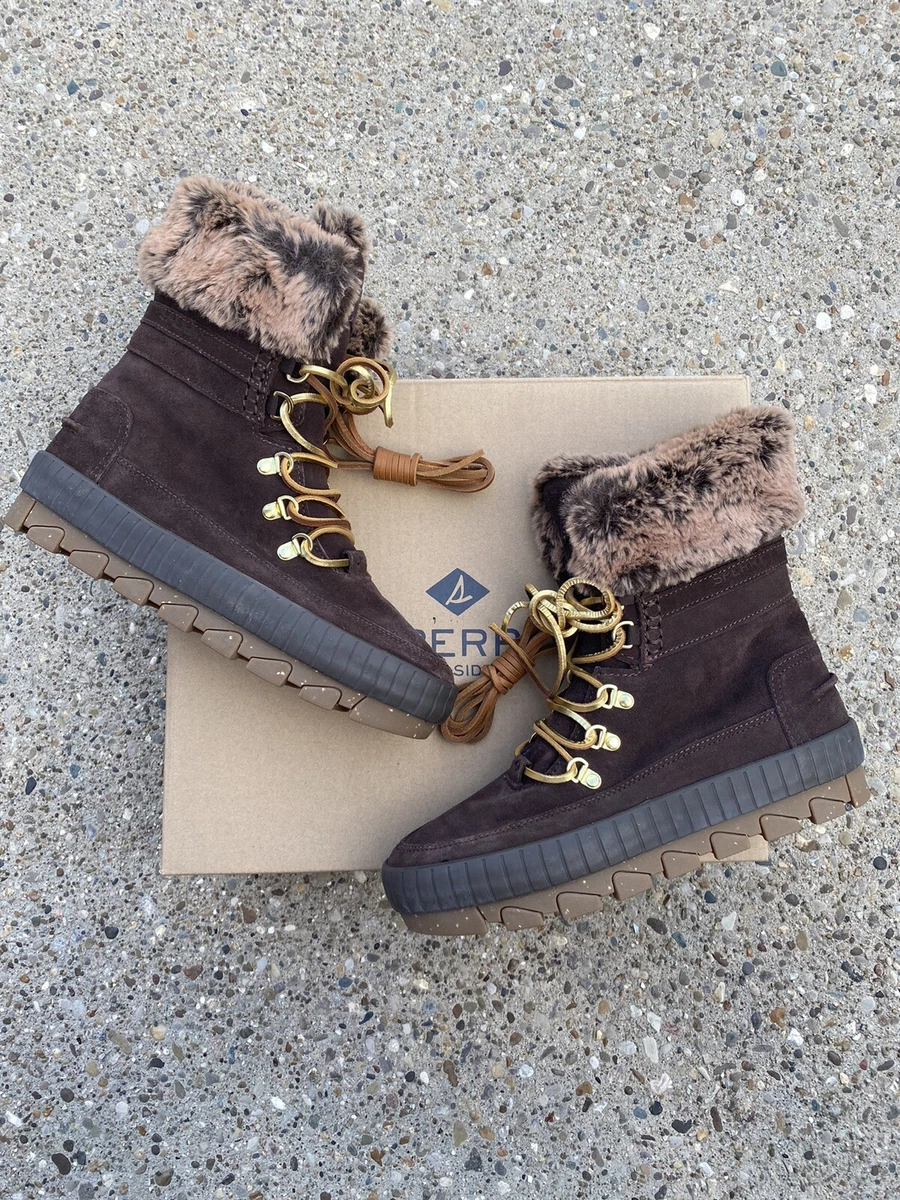 Sperry Torrent Winter Laceup Boots Women'S Size 8.5 M Brown Faux.