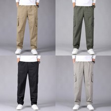 Pantaloni Cargo Combat Loose Khaki Da Lavoro Per Campeggio Escursionismo Pesca