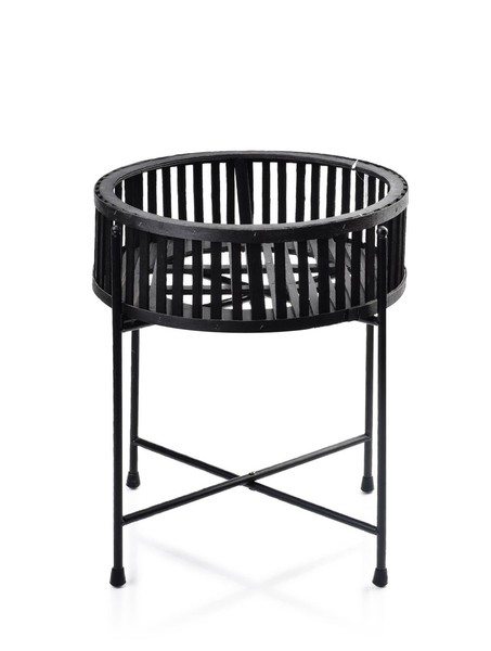 Couchtisch Holz Metall Schwarz Beistelltisch Sofatisch Nachttisch 42Cm X 35Cm-image