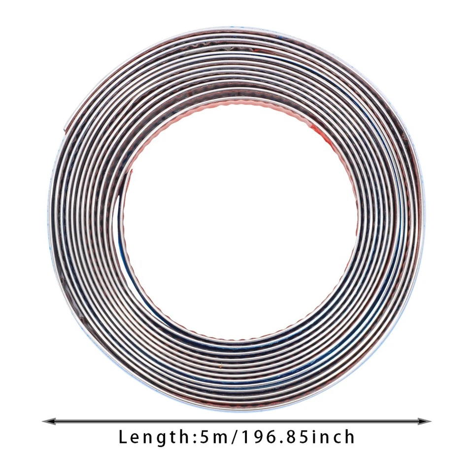 1/2" Trim Chrome Molding Decoration Strip Car Door Body Side Protector 16ft Foto 3 de 4