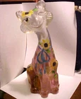 2023 Clear SUPER FENTON EXCLUSIVE Pumpkins & Sunflowers Alley Cat Figurine # 2
