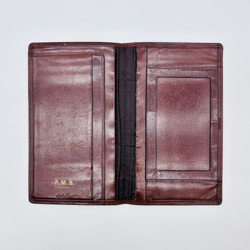Vtg Dunhill Oxblood Buffalo Long Wallet AD Diamond Logo "FMD" Gold Leaf Initials