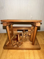 Vintage?  Mini Nativity Scene  Manger Wooden Wood Christmas Baby Jesus Mary